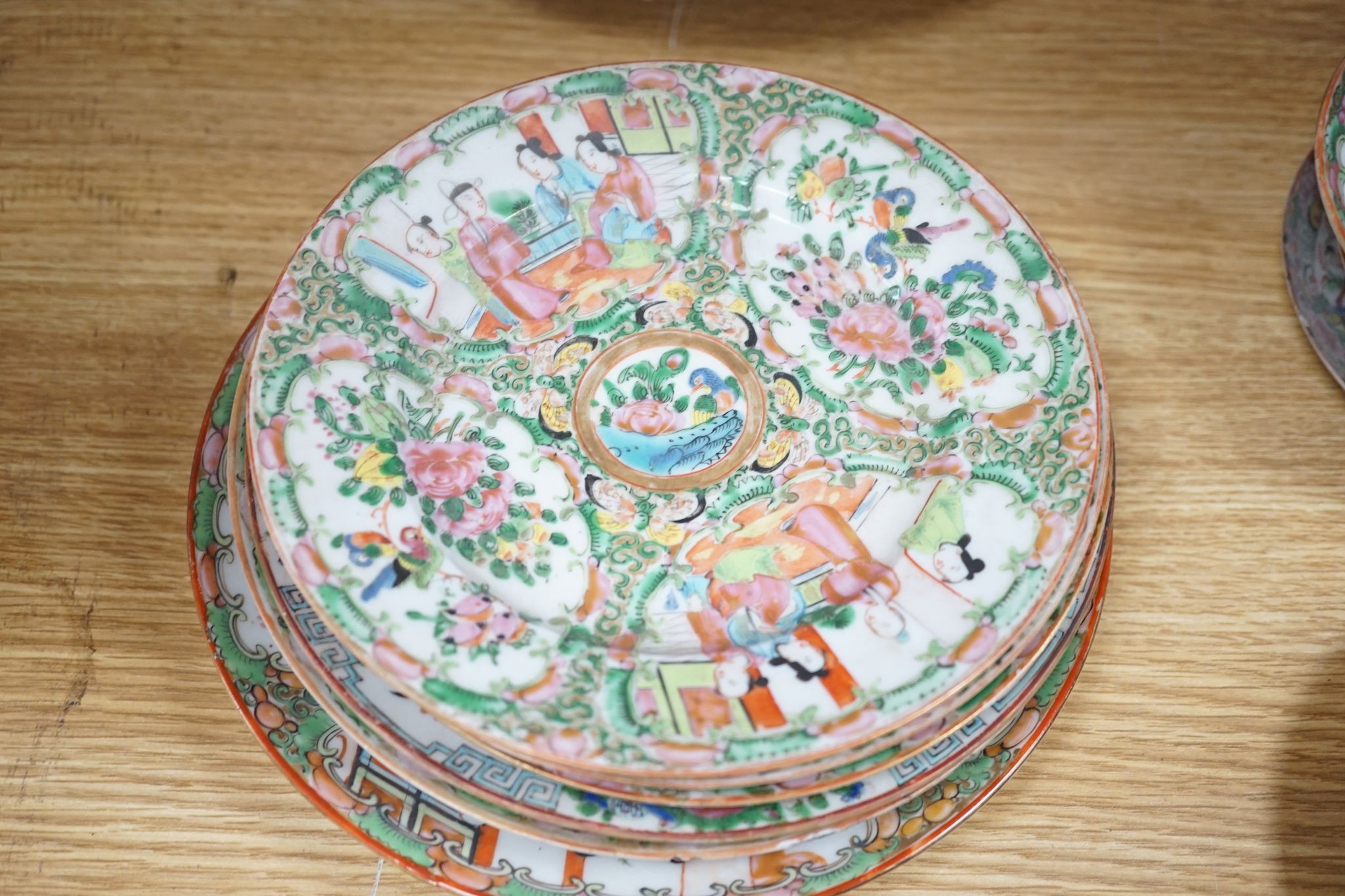 A group of Canton famille rose dishes